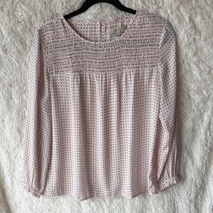 LOFT Blush Polka Dot Blouse